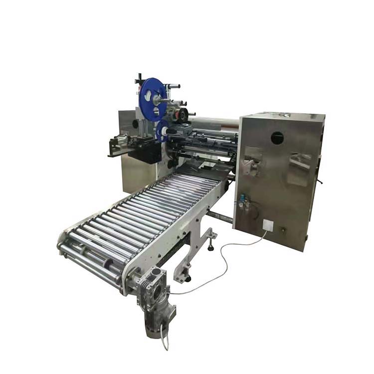 Rebobineuse de papier cuisson sans noyau entièrement automatique avec autocollant d'étiquette automatique, PPD-CBPRL450